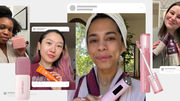 Image contains a collage of Allure editors with the best early Amazon Prime Day KBeauty Deals products